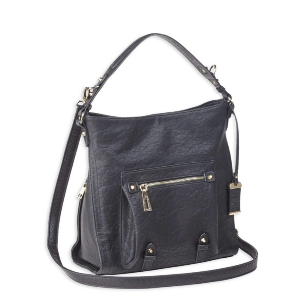 Chic Black Leather Concealed Carry Shoulder Bag